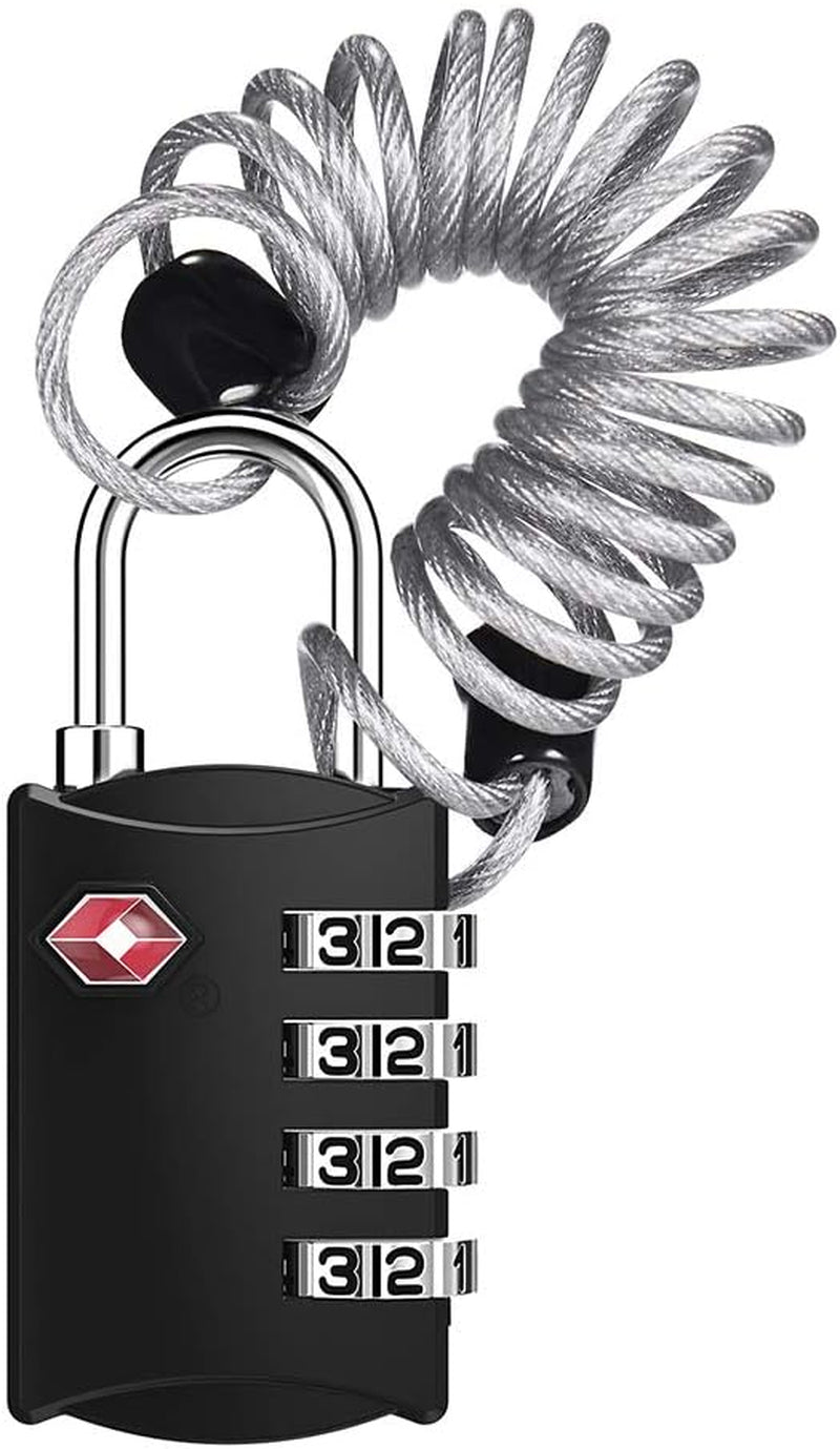 TSA Approved Travel Lock with 4-Digit Combination Flex Cable