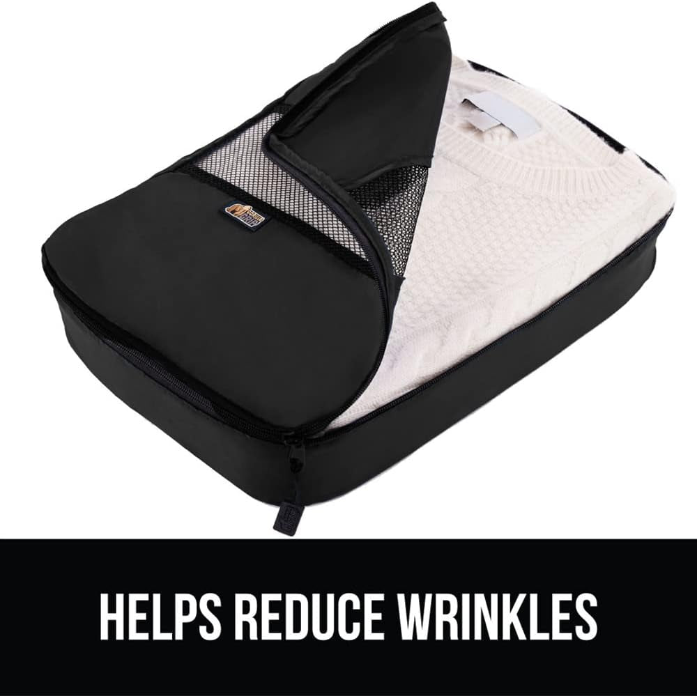 8 Set Packing Cubes, Travel Essentials for Suitcase, Mesh Organizer Bags for Clothes Toiletries Shoes and Laundry, Luggage and Carry on Airplane Accessories, Traveling Must Haves Black