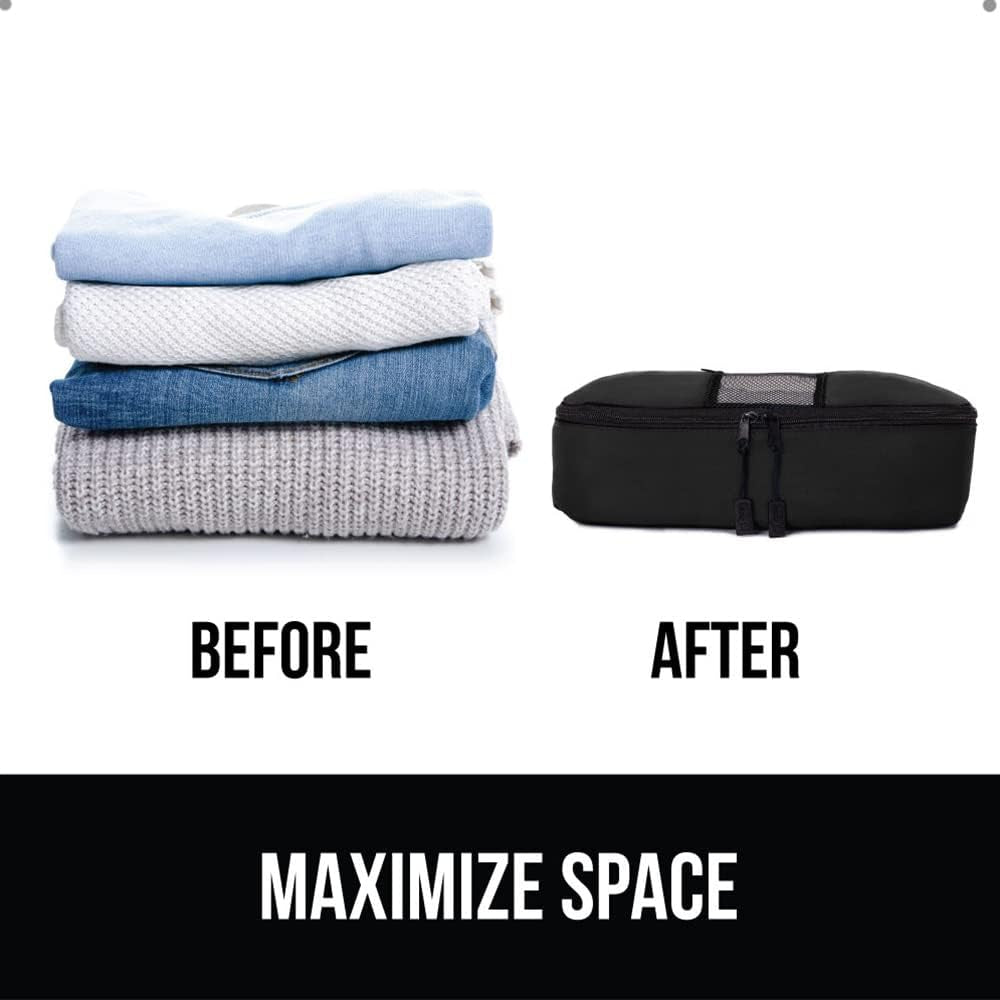 8 Set Packing Cubes, Travel Essentials for Suitcase, Mesh Organizer Bags for Clothes Toiletries Shoes and Laundry, Luggage and Carry on Airplane Accessories, Traveling Must Haves Black