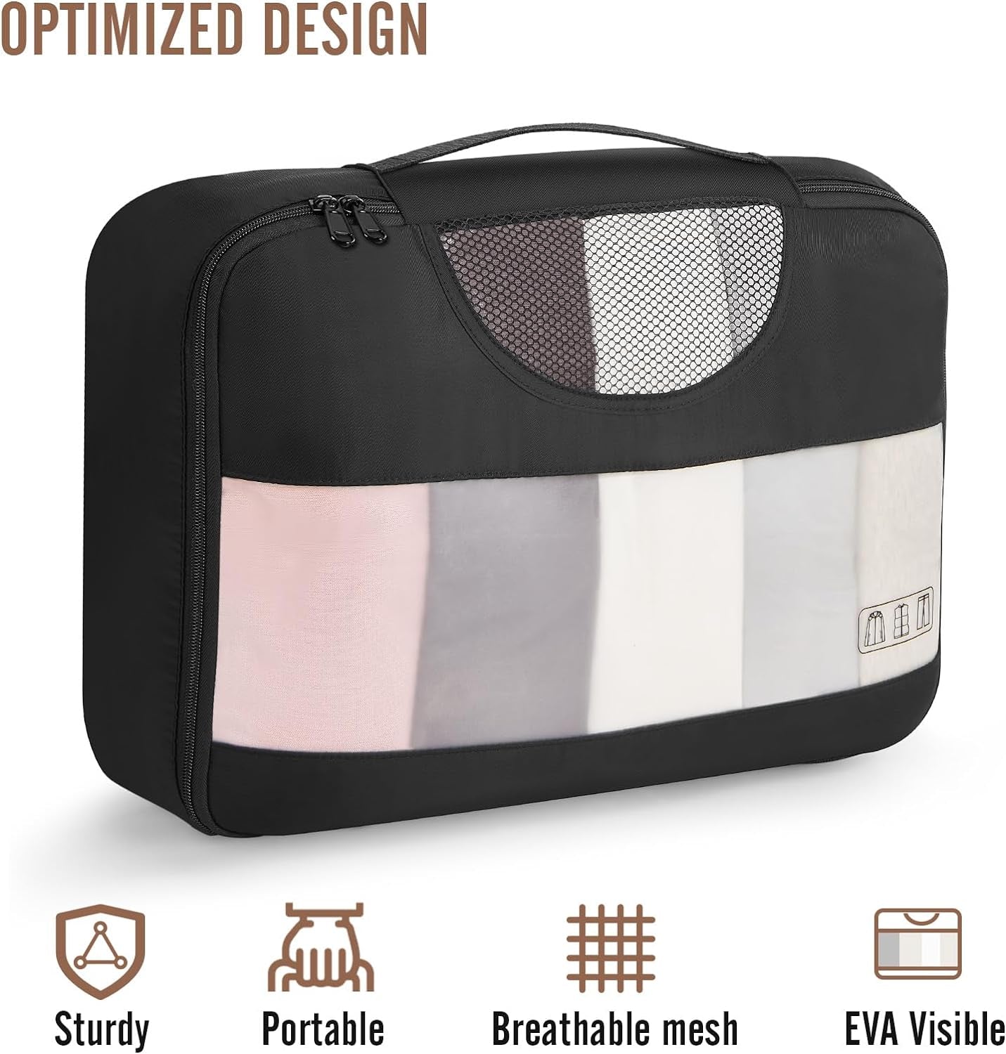 8 Set Packing Cubes for Travel Essentials, Suitcase Organizer Bags Set for Luggage, Road Trip Travel Accessories in 4 Sizes (Extra Large, Large, Medium, Small), Black