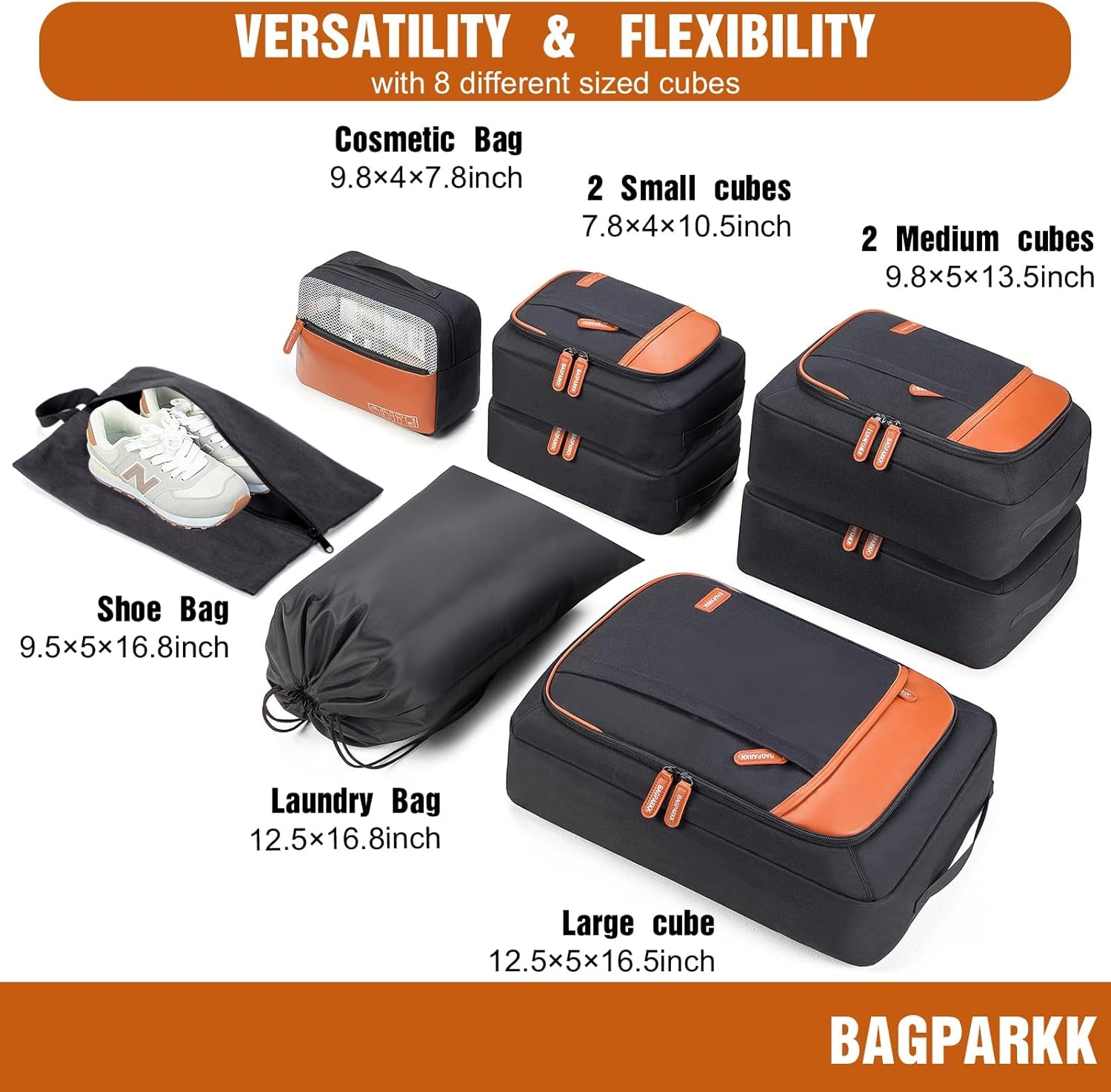 8 Set Packing Cubes for Travel, Lightweight Vacation Travel Essentials, Travel Accessories for Suitcase Organizer Bags Set