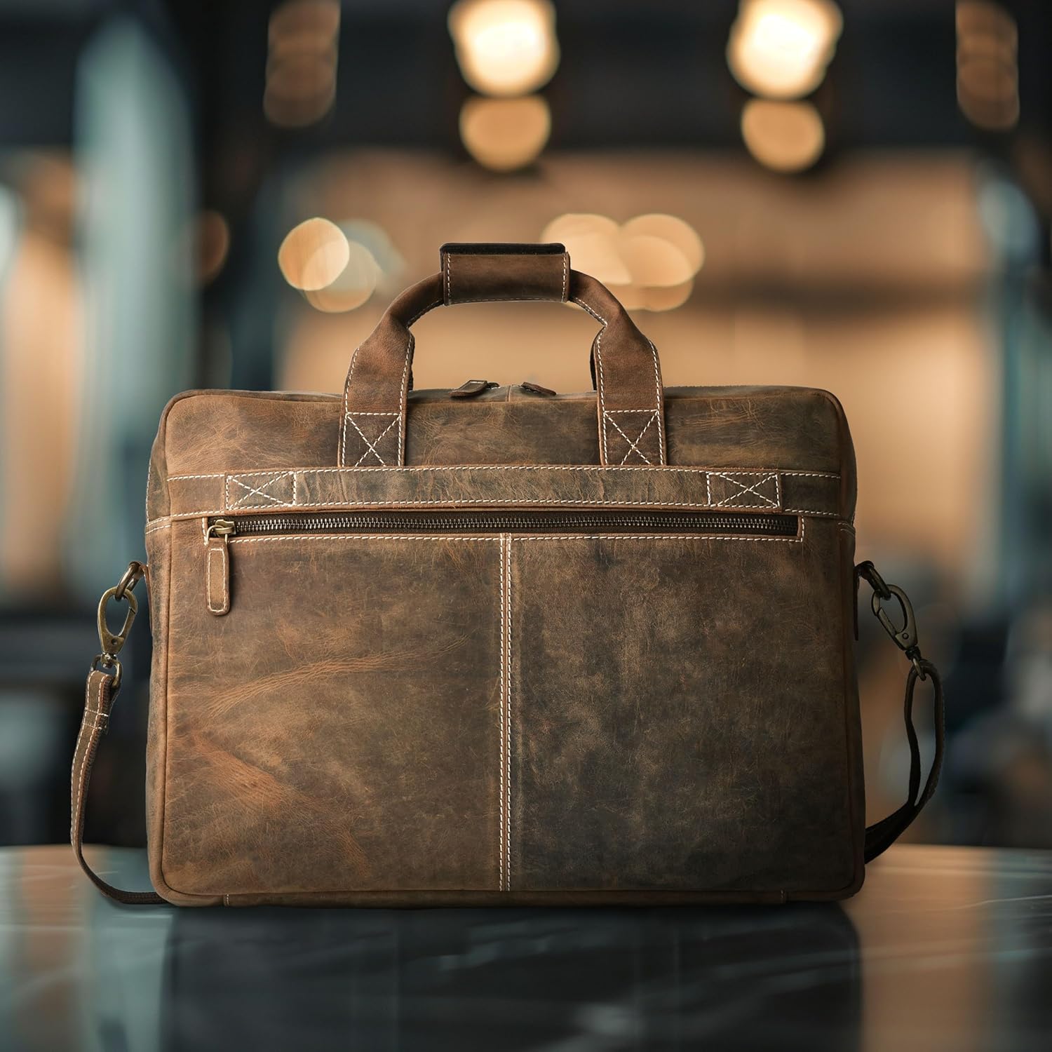 Rustic 18” Leather Laptop Bag for Travel