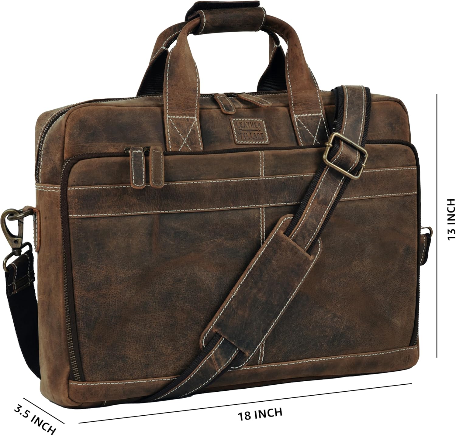 Rustic 18” Leather Laptop Bag for Travel