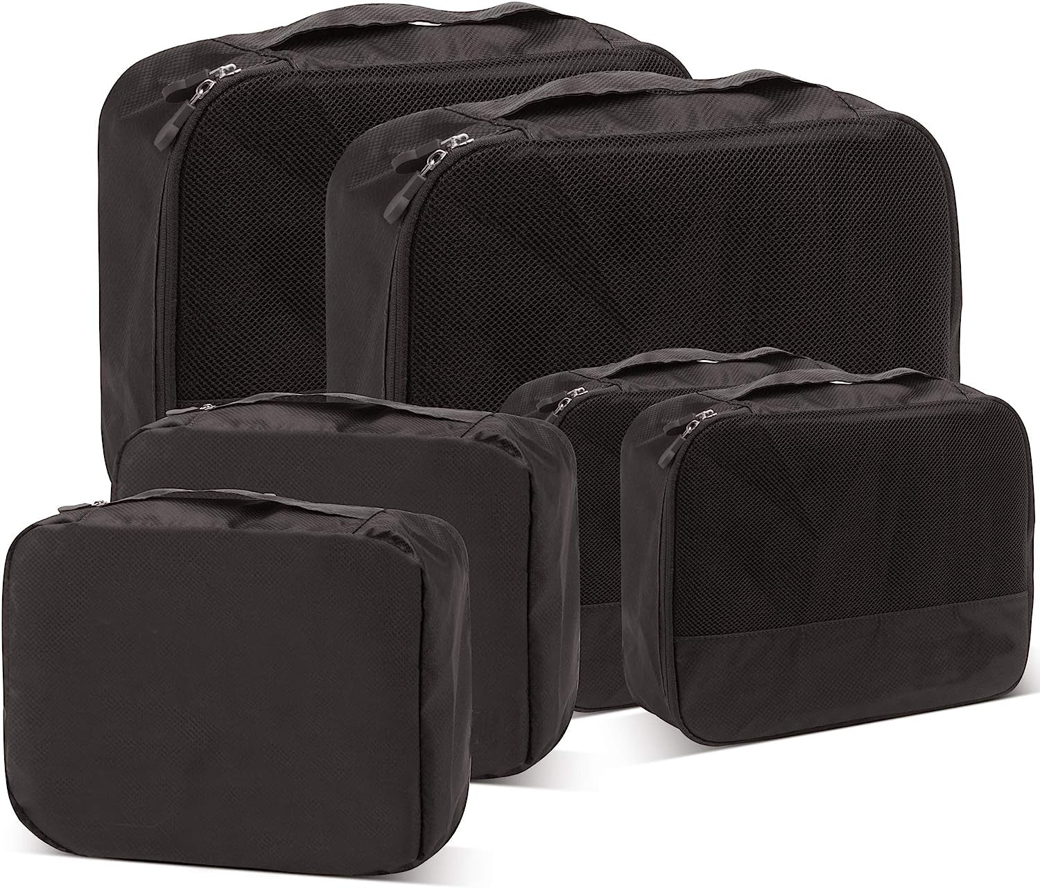 Packing Cubes for Travel Accessories Luggage Organizer Bag Set Clothes Carry on Suitcase Bags (Black)
