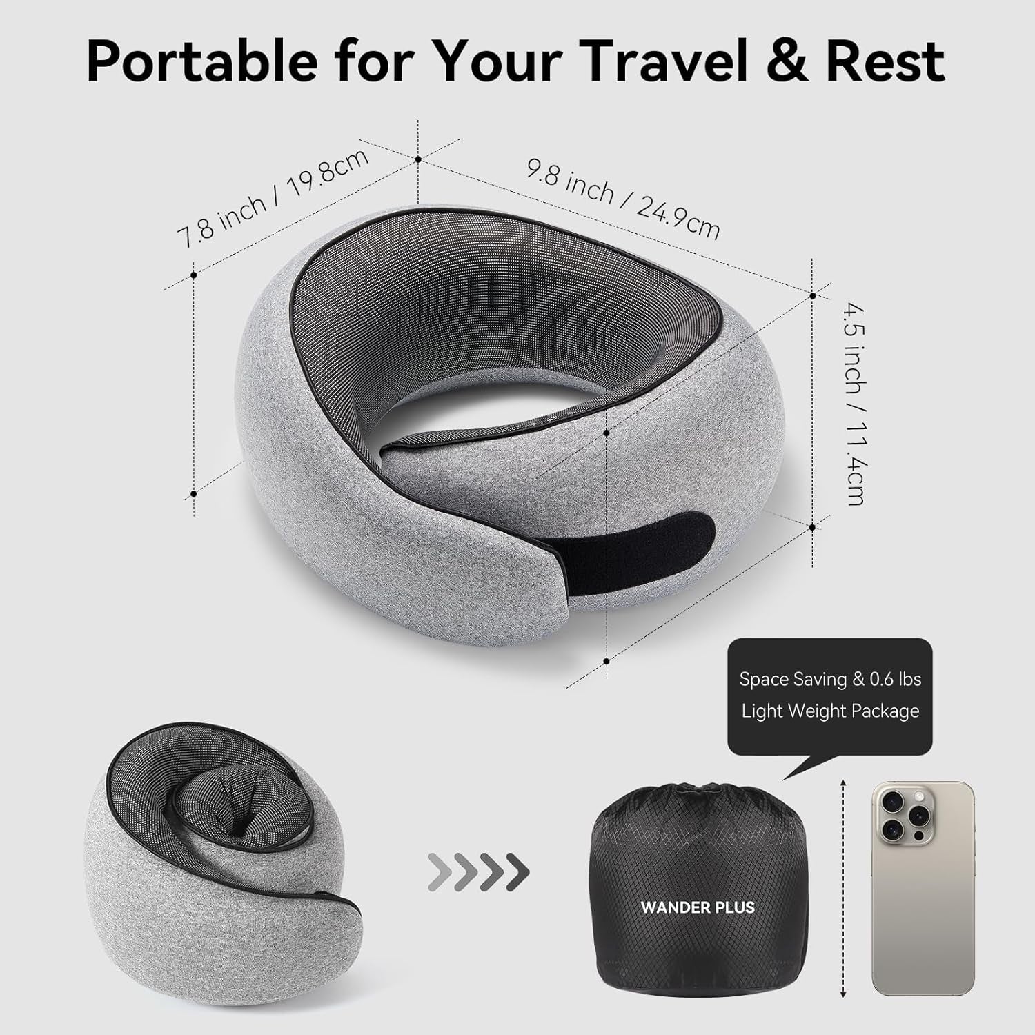 ® Travel Pillow, 100% Pure Memory Foam Travel Neck Pillow Airplane Neck Support Ergonomic Design Best for Sleeping Plane Car Train Office Flight for Adults Carmine