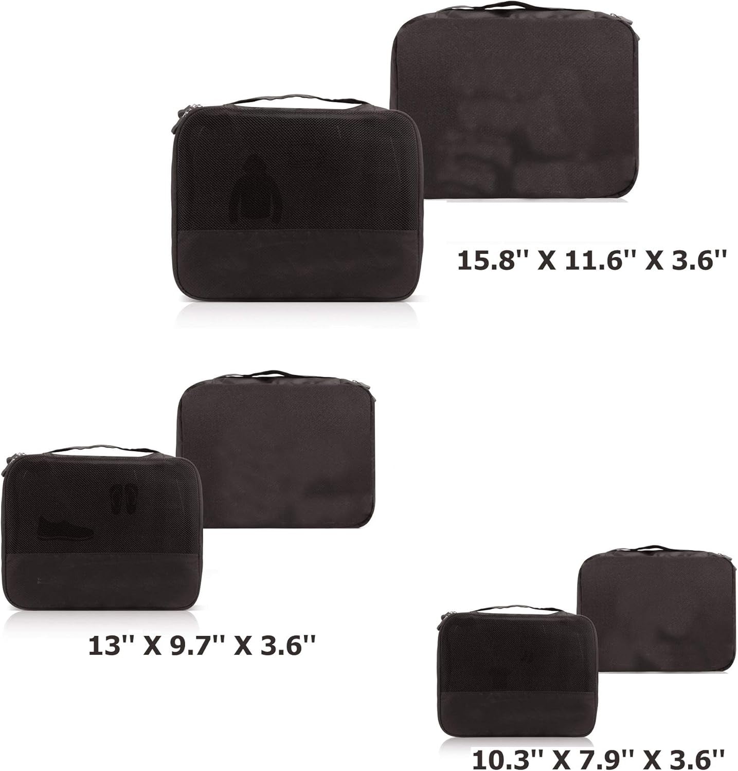 Packing Cubes for Travel Accessories Luggage Organizer Bag Set Clothes Carry on Suitcase Bags (Black)
