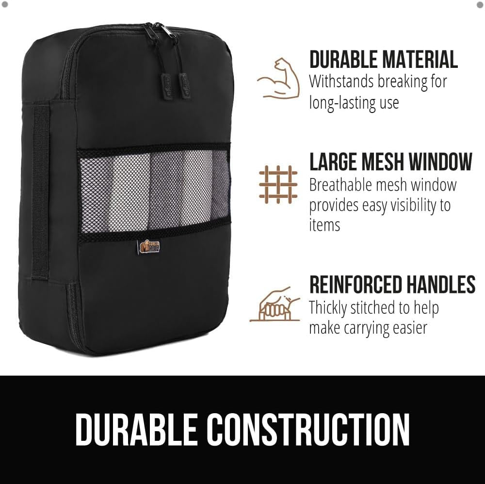 8 Set Packing Cubes, Travel Essentials for Suitcase, Mesh Organizer Bags for Clothes Toiletries Shoes and Laundry, Luggage and Carry on Airplane Accessories, Traveling Must Haves Black